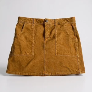 American Eagle Womens Corduroy Skirt Size 16 Tan Super Stretch Front & Back Pock - Picture 1 of 7
