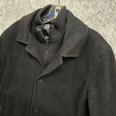 Kenneth Cole Reaction Men's Black Wool Blend Peacoat Jacket Size Medium Warm - Image 1 of 4