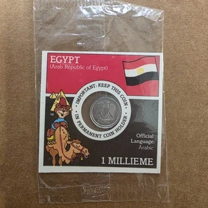Moneda de 1 millieme Post Super Golden Crisp Cereal Egipto 1989 nueva en paquete sellada - Imagen 1 de 5