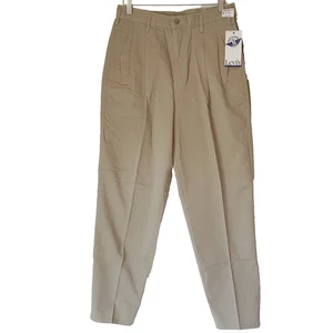 Vtg 80s Dockers Womens Pants Sz 12 Khaki Tan Super High Rise Pleated Chino 28x31 - Picture 1 of 10