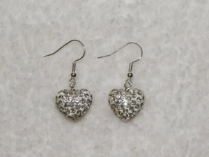Orecchini SPARKLY strass cuore puff pendenti argento San Valentino - Foto 1 di 1