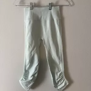 Leggings Lululemon Flow & Go Crop taglia 0 verde menta senza cuciture yoga a vita alta usati in ottime condizioni - Foto 1 di 7