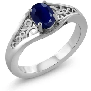 1.02 Cttw Sapphire Engagement Ring In 925 Sterling Silver | Gemstone Birthstone - Picture 1 of 5