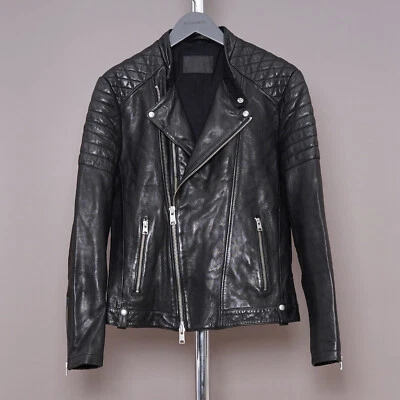 ALL SAINTS Leather Jacket SMALL Mens Black S Biker Bomber Celebrity Punk SARLS  - Image 1 of 4