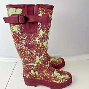 Smith & Hawken Goma Talla 6 Botas de Lluvia de Jardinería Impermeables Estampado de Dalia Rosa - Imagen 1 de 11