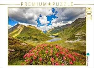 CALVENDO Puzzle Saftiger Almrausch vor der Kulisse der beiden Seen | 1000 Teile