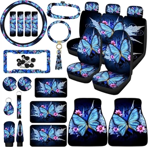 Butterfly Seat Covers Full Set for Women Butterfly Universal Car Accessories Rub - Picture 1 of 12