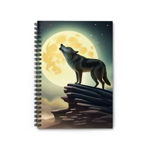 Wolf Howling in the Moonlight Spiral Notebook - Ruled Line - Picture 1 of 5