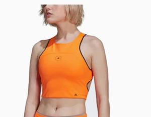 Adidas by Stella McCartney True Pace Orange Running Top Racerback Black Trim M - Picture 1 of 5