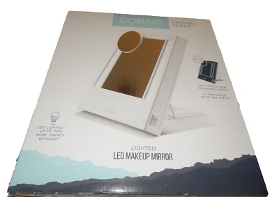 NUEVO Conair ESPEJO DE MAQUILLAJE Transparente Iluminado LED Soporte Ajustable 3 Modos de Luz Foto 1 de 3
