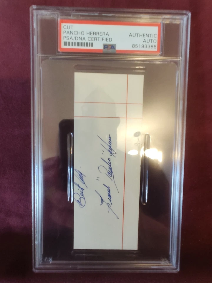 PANCHO HERRERA PHILLIES MLB HAND SIGNED INDEX CARD PSA DNA SLABBED - Image 1 of 1