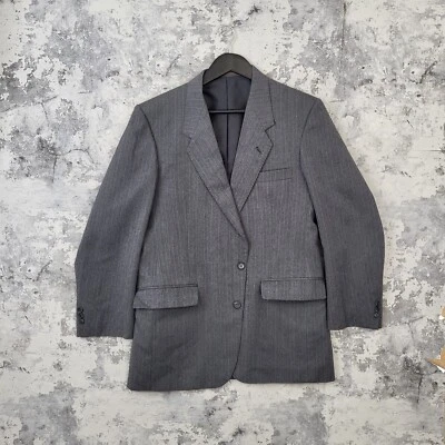 Blazer Canda Para Hombre Gris 46R Rayas Mezcla Lana Solapa Un Solo Pecho Chaqueta C Foto 1 de 4