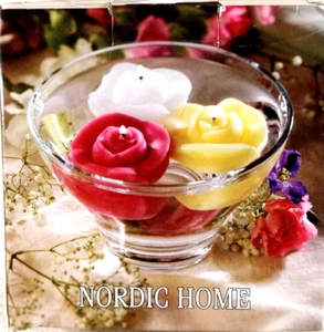 Nordic Home Candle Set of 3 Rosebuds Burns for 4 Hours Red Yellow White Roses - Picture 1 of 3