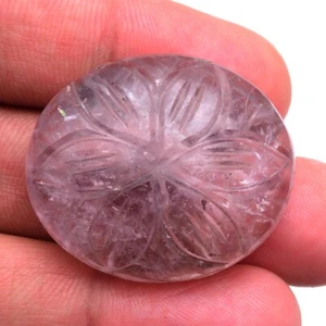 83.00 Cts Natural Amethyst Oval Moghul Hand Carved 33mm*28mm Untreated Gemstone - Picture 1 of 7