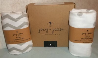 Nuevo Joey + Joan Baby Essentials Moisés Ajustado Sábana Jersey Tejido Algodón Foto 1 de 2