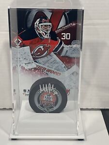 Steiner Martin Brodeur Signed New Jersey Devils Game Puck w/Tall Display Case