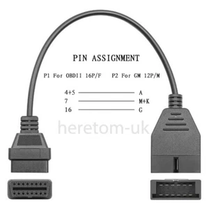 12Pin OBD1 To 16 Pin OBD2 Converter Adapter Cable For GM Diagnostic Scanner UK - Picture 1 of 6