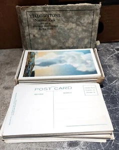 SET OF 66 UNUSED YELLOWSTONE COLORED HAYNES POSTCARDS W/BOX - Picture 1 of 4