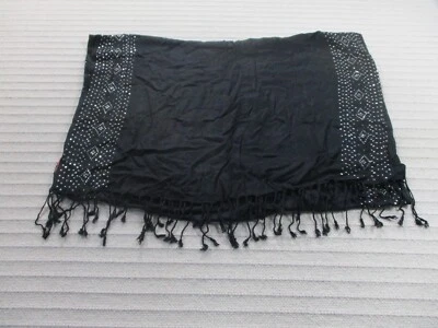 Betsey Johnson Scarf Womens 25x70 Black Sequin One Size Rectangular Viscose - Image 1 of 4