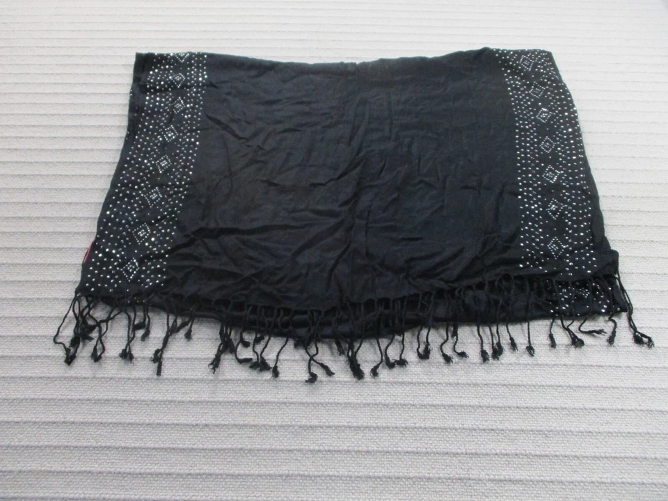 Betsey Johnson Scarf Womens 25x70 Black Sequin One Size Rectangular Viscose - Image 1 of 4