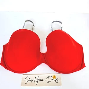 Victoria's Secret Tshirt Lightly Lined Red Push Up Bra sz 38DDD M989.1 - Picture 1 of 13