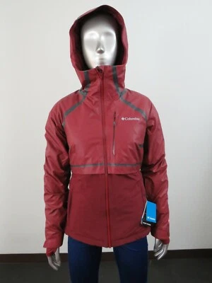 Chaqueta de esquí impermeable con capucha aislada híbrida glacial Columbia Outdry para mujer roja Foto 1 de 4