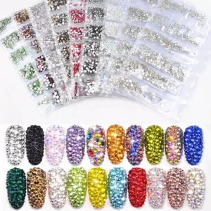 1304pcs Glitter Nail Art Rhinestones Flatback Crystal Gems 3D Rainbow Decoration - Picture 1 of 22