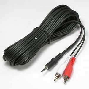 Cable de audio estéreo macho mini enchufe macho a 2 RCA macho mini enchufe de 3,5 mm 1/8" de 25 ft - Imagen 1 de 1