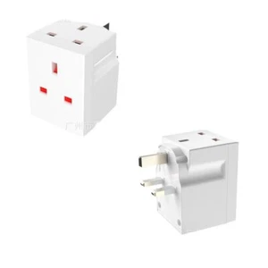 2 x UK Plug Multi Adapter - Convert 1 Socket to 3 white colour - Picture 1 of 5
