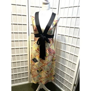 Trina Turk Dress Women Size 6 Multi color Linen Silk Blend Retro Made in USA - Picture 1 of 13