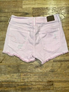 American Eagle Shorts Damen 2 rosa Denim Jeans Jorts Micro Mini niedriger Bund adrett - Bild 1 von 5