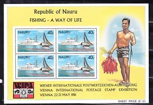 NAURU #230a MNH MODERN FISHING VESSEL SOUVENIR SHEET OF 4 STAMPS - Foto 1 di 1