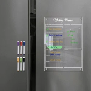 Magnetic Fridge Calendar Board Weekly Schedule Planner with 6 Whiteboard Pens - Picture 1 of 10