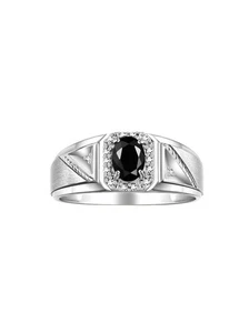 RYLOS STERLINGSILBER ONYX & DIAMANT KLASSISCHER GEBURTSSTEIN RINGGRÖSSE 8-13 - Bild 1 von 6