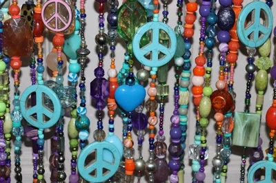 Hippy, BoHo Beaded Curtain 50 Strands 38 Inches Long - Image 1 of 4