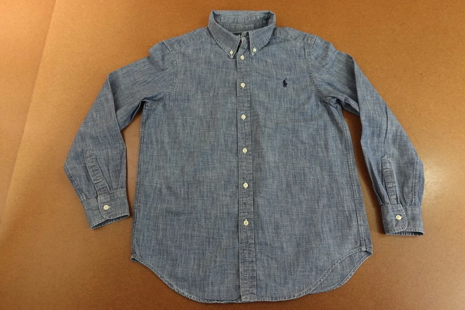 Camisa Ralph Lauren Niños Grande (14-16) Azul Algodón Denim Manga Larga Botón Delantero Foto 1 de 4