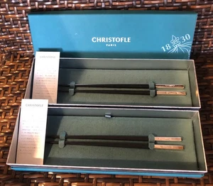 Christofle Paris Chopsticks Set of 2 w/Box 23cm Silver Accents Tableware UNUSED - Picture 1 of 5