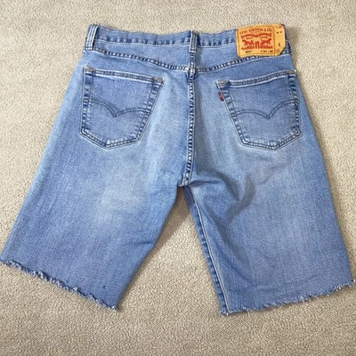 Pantalones Cortos Levis 501 Para Hombre Denim Corte Dobladillo Crudo Envejecido Botón Mosca De Colección 32 10 Foto 1 de 4