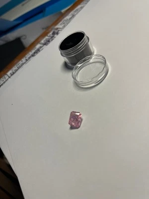 Loose pink Moissanite Crushed Ice Emerald Cut VVSI 9.9 x7.7x 5.5 MM Gemstone - Image 1 of 4