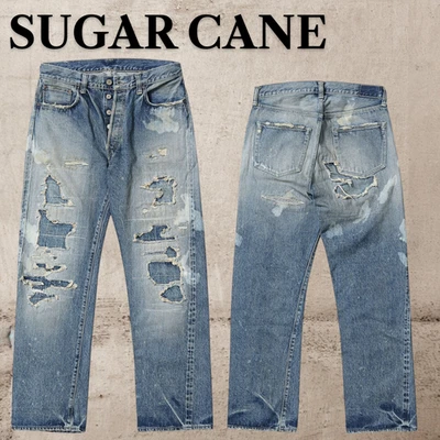 CAÑA DE AZÚCAR SC41947SR 14,25 oz. DENIM 1947 REMAKE MODELO ENVEJECIDO Hecho en Japón Nuevo Foto 1 de 4