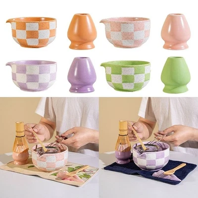 Checkered Pattern Matcha Whisk Stand  for Tea Set Accessories - Image 1 of 4