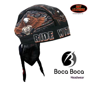 Headwrap RIDE WITH ORGULLOS Hot Leathers American Eagle Bandana DuRag Skullcap - Imagen 1 de 4