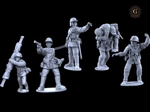 WW2 Japanese Infantry HQ X5 1/56 (28mm) Wargames & Collectors Figures - Bild 1 von 5