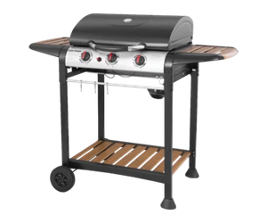 George Foreman Gas BBQ & Grill 3 Burner Stainless Steel with 2 Wheels GFGBBQ3BW - Picture 1 of 7