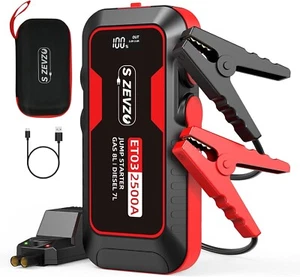 S ZEVZO ET03 Car Jump Starter 2500A Battery Pack for Gas & Diesel engines-Sealed - Picture 1 of 8