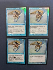 MTG 4X FOIL ODYSSEY DEMATERIALIZE NM CHINESE + ENGLISH MAGIC THE GATHERING BLUE - Picture 1 of 6