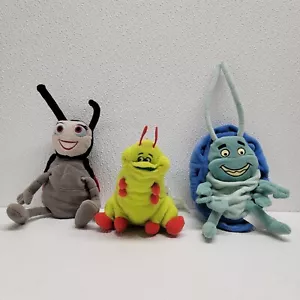 Disney Store Bugs Life Beanbag Plush Francis Ladybug Heimlich Caterpillar & Tuck - Picture 1 of 18