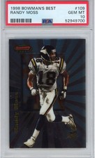 Graded 1998 Bowman's Best Randy Moss #109 Rookie RC Football Card PSA 10 Gem Min
