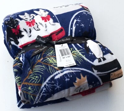 Manta de felpa polar Vera Bradley en globos de nieve - 80" x 50" - Nueva con etiquetas Foto 1 de 3