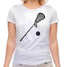 Lacrosse Distressed Print Womens T-Shirt Vintage Style Top Ball Stick Gift